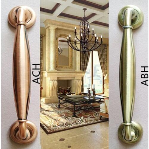 290mm Wooden,Glass Door Pulls Antique High Quality Door Handles Bronze Zinc Alloy Home Ktv Hotel Big Gate Door Pulls Handles