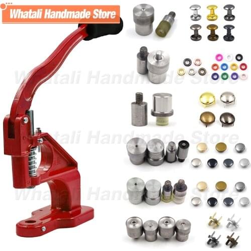 Hand Press Machine With Eyelet Rivet Snap Button Installation Press Dies Mold Set Kits For Shoes Bag Belt Clothing Leathercraft