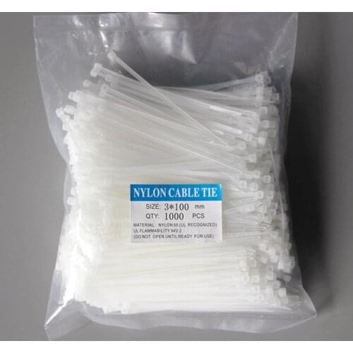 1000ps whole package 3 X 60/80/100/120/150/200mm 4 X 150/200/250/300 White Milk Cable Wire Zip Ties Self Locking Nylon Cable Tie