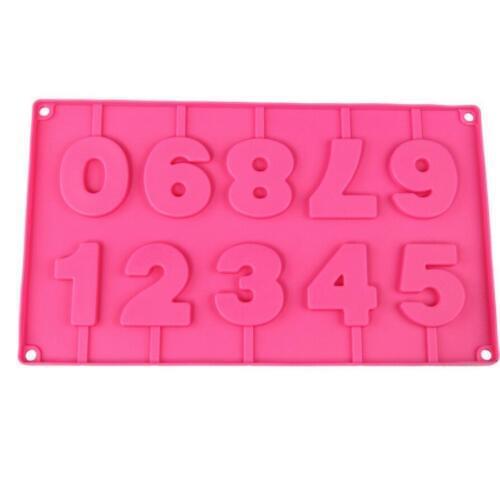 Digital Silicone mold 3D Birthday Lollipop Mold Chocolate Mold Baking Moulds Number Shape High quality Silicona