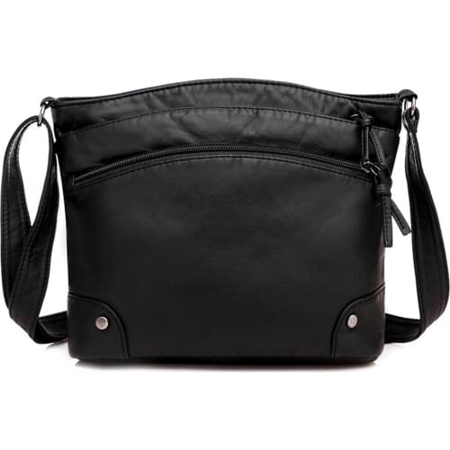 Women Bucket Bags 2021 Solid Color Retro Washed Pu Leather Crossbody Female Multi-Pocket Large Capacity Tote Bags bolsa feminina