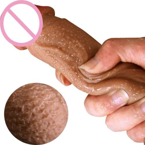 Super Soft Huge Dildo Realistic Suction Cup Dildo Male Artificial Penis Brown Male Genital Sex Toys Dildos For Women Lesbian Wom