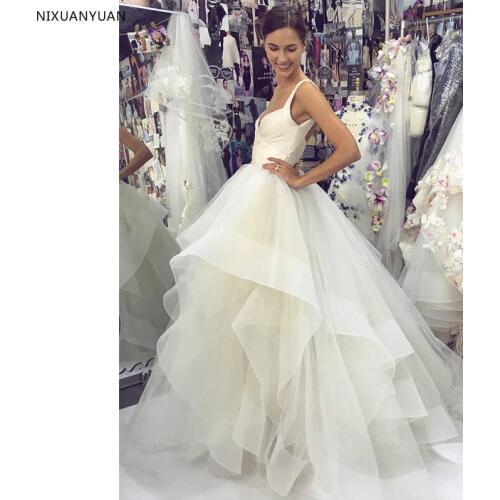 Illusion Wedding Dresses 2021 Ball Gown Pleat Plus Size for Girls Elegant Bridal Gowns Sheer Vestidos De Novia Bride Wear