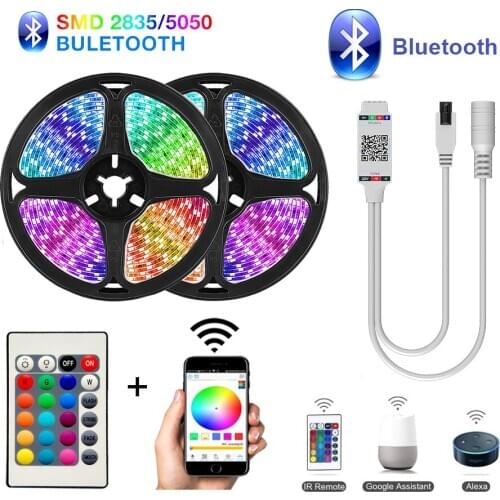 Bluetooth LED Strip Lights 20M RGB 5050 SMD Flexible Ribbon Waterproof RGB LED Light 5M 10M Tape Diode DC 12V Bluetooth Control