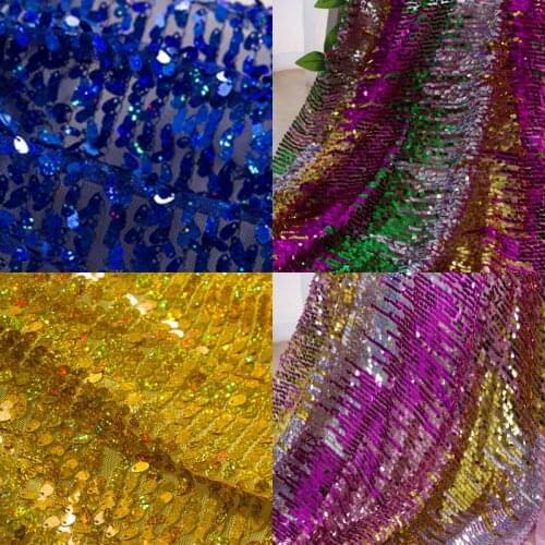 1Y/lot African Sewing Sequins Fabric For Performance Cloth Handmade DIY Material