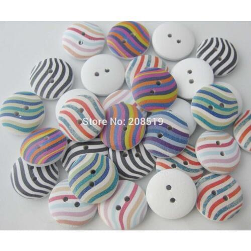 WBNWOS 20mm fashionable buttons round wood 100 pieces wave design decorative shirt button