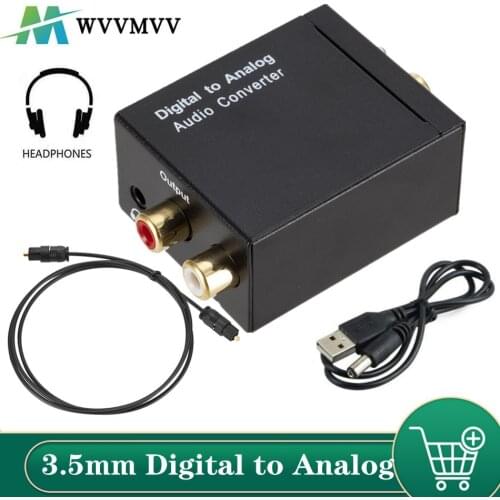 WVVMVV Coaxial Optical Fiber Digital to Analog Audio AUX 3.5mm Jack RCA L/R Converter SPDIF Digital Audio Decoder Amplifier