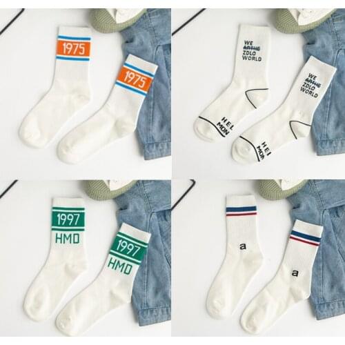 Womens Fashion Letter Patterned Socks Comfort Sports Socks Running Fitness Long Socks Female Cotton Streetwear Numbers Socks