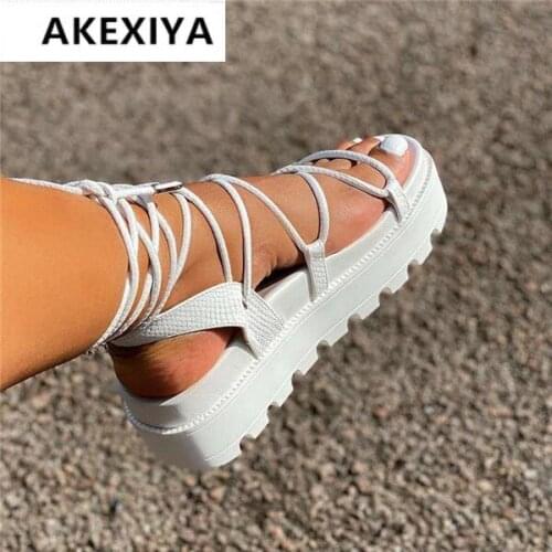 Womens Gladiator Sandal Woman Platform Wedge Cross Tied Casual Shoe Summer Sexy Lady Ankle Wrap Lace Up Footwear Plus Size
