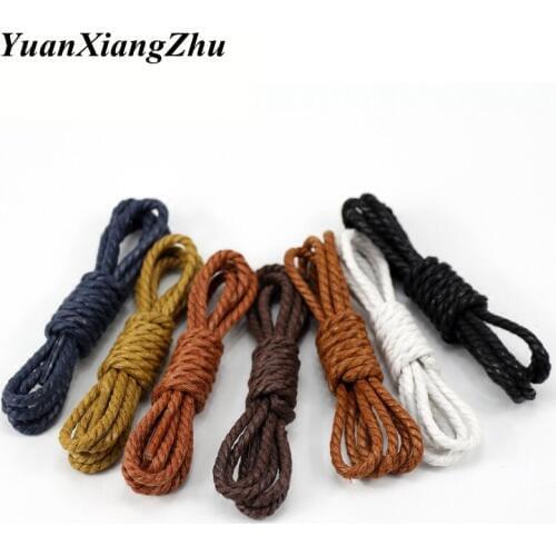 1Pair Shoelce Casual Leather Shoelaces Waxed Round shoe laces Shoestring Martin Boots Sport Shoes Cord Ropes 60/90/120/150CM P-4