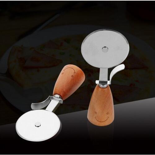 1PC High Quality Wood Handle with Stainless Steel Pizza Wheel Pizza Cutter Pizza Knife Kitchen Tools KX 148