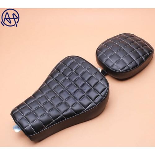 1xMotorcycle Black Front Driver+Rear Passenger Two Up Seat Sofa Tour Seat Bench Rear Cushion For Harley Sportster 883 1200 10-15