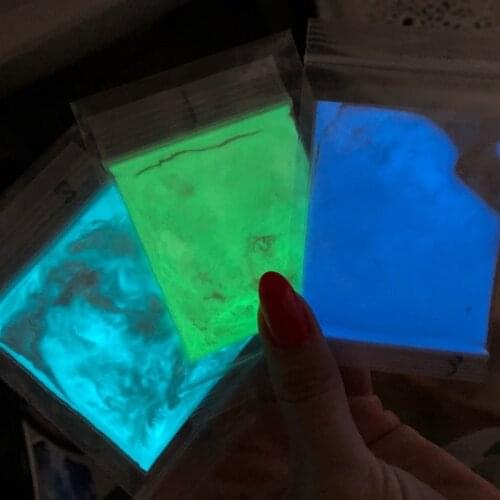 10/Bag Nail Glitter Powder Yellow Green,Aqua Green,Blue Brightest Luminous Pigment Powder Nail Powder Glow in the Dark Dust A5D