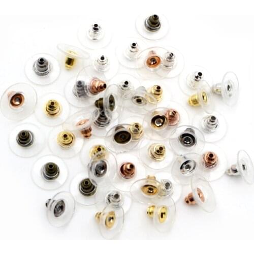 100pcs/Lot 11x6mm Plastic Metal Earring Backs Bullet Stoppers Earnuts Ear Plugs Gold Silver Plated Findings Jewelry Accessories