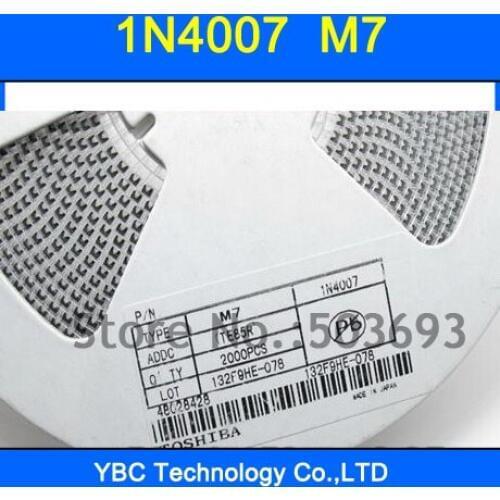 1000pcs/lot 1N4007 IN4007 4007 Rectifier Diode M7 SMD Silicon Rectifier Diodes