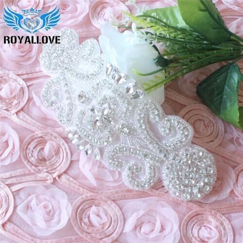 30pieces) Wholesale Hot Fix Iron Beaded Bridal Sew On Rhinestone Applique Crystal for Dresses and DIY Bridal Sash or Headbands