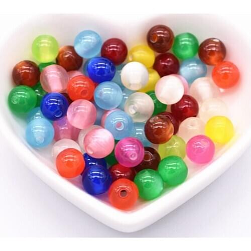100pcs/lot 8mm Mixed Colors Resin Imitation Cats Eye Ball Beads Loose Beads Making Bracelet Necklace DIY Jewelry Accessories