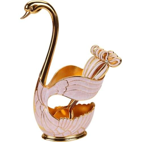 6Pcs Spoon Tableware Swan Shaped Base Coffee Home Decoration Ornament Set