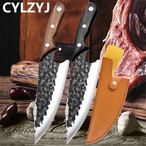 Fishing Kitchen Knife Stainless Steel Forged Boning Knife Handmade Meat Cleaver Outdoor Cooking Butcher Pocket Knife Gift Cover