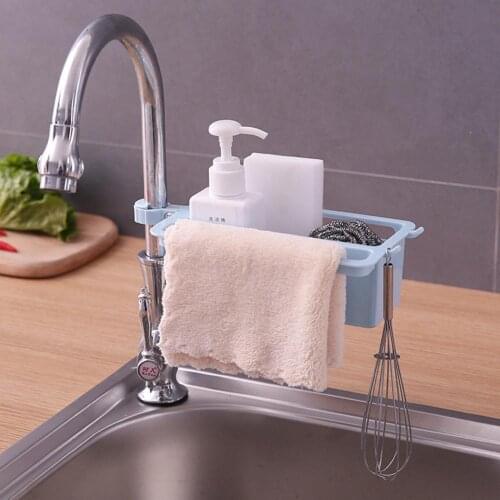 70% Dropshipping!!Kitchen Sink Faucet Draining Sponge Soap Brush Towel Holder Storage Rack Basket