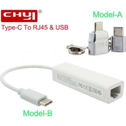 CHYI USB Type-C To Rj45 Erthernet Lan Adapter USB-C To USB2.0 Micro USB Hub 10/100Mbps Network Splitter Adapter For PC Macbook