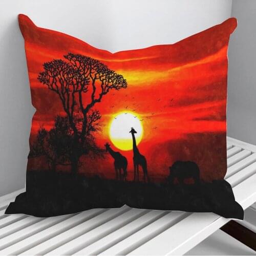 Africa Animals Silhoutte Throw Pillows Cushion Cover On Sofa Home Decor 45*45cm 40*40cm Gift Pillowcase Cojines Dropshipping