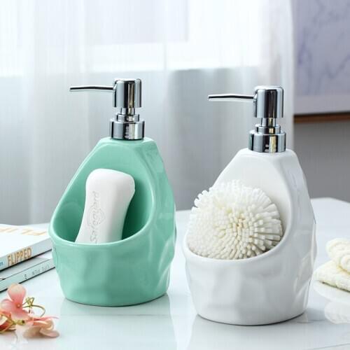 Bathroom Accessories Shower Gel Bottle- 450/650lml Ceramic Soap Dispenser for Kitchen- Ceramic + ABS Lotion Bottle Home Decorati
