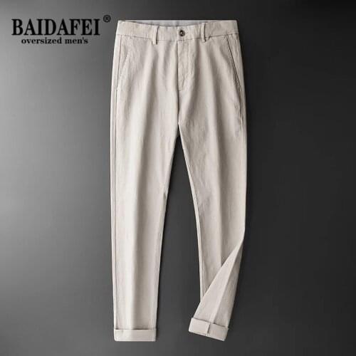 BEIDAFEI Brand Men Pants 2021 Autumn Winter New Cotton Thick Soft Comfortable Pants Solid Color Loose Straight Business Trousers