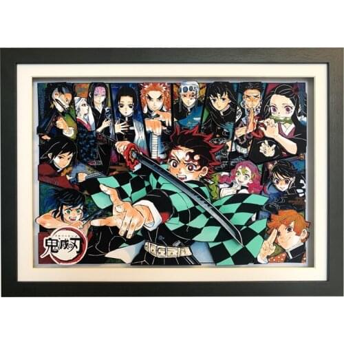 Demon Slayer All Role Illustration Tanjirou Nezuko Decorative Paper Art 3D Painting Anime Decoration Painting Hand-made gifts