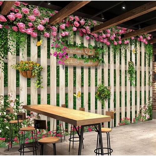 Drop Shipping Custom Mural Wallpaper Mediterranean Wood Rose Rose Wallpaper Bar Cafe 3D Mural Wallpaper Home Decoration