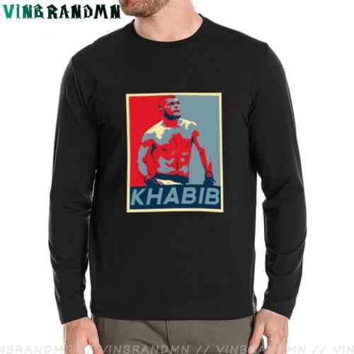Cool Khabib Nurmagomedov T Shirts Long Sleeve Round Collar T-shirts For Men Russia Hero Tee Tops Clothing Dropshipping
