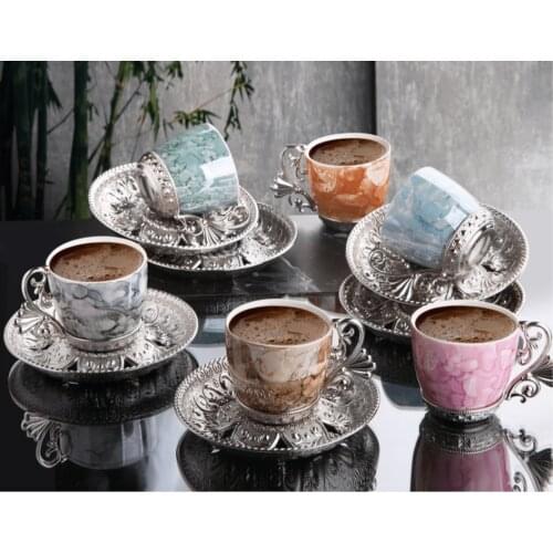 LAL cartoon the cat Pattern and LAL Coffee Set 12 Pieces- 6 Pieces of Coffee Cups, 6 Coffee Plates