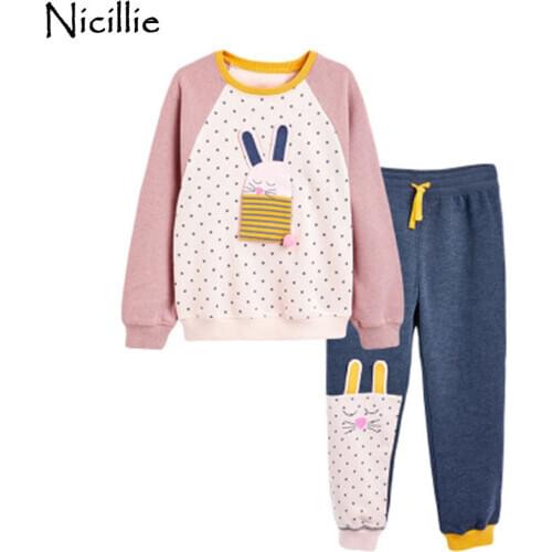 Nicillie Winter Children Clothing Sets 2pcs Girls Suits Casual Outfits Thick Cotton Sweatshirt Long Sleeve Tops and Girls Pants