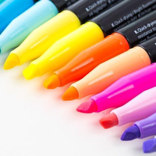 4/6pcs Pastel Highlighters Fluorescent Markers 1mm 4mm Spot Mildliner Stationery Base For Marker School Art Supplies H6089