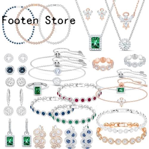 SWA Fashion Lady Jewelry Angelic Crystal Series Lady Bracelet and Necklace Romantic Jewelry Set Banquet Jewelry Charm For Women