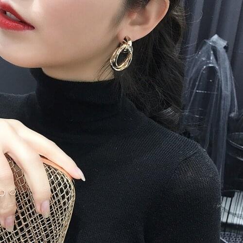 X&P New Bohemian Earrings Fashion Gold Big Hoop Twisted Earrings For Women Punk Hip Hop Earrings Jewelry Earrings 2021 Trend