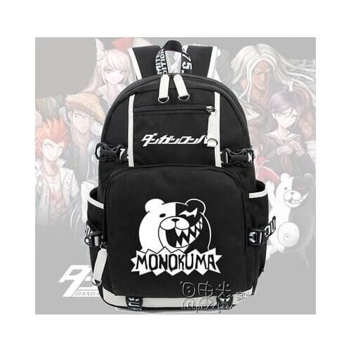 New Anime Danganronpa Bear Backpack Cosplay monokuma Luminous Canvas Bag Schoolbag Dangan Ronpa Travel Bags
