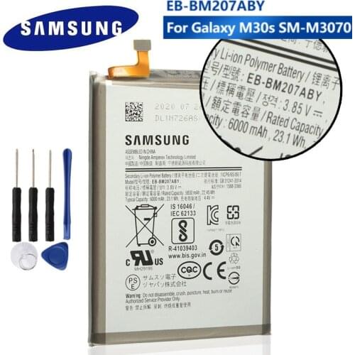SAMSUNG 100% Orginal EB-BM207ABY Replacement 6000mAh Battery For Samsung Galaxy M30s SM-M3070 Mobile phone Batteries+Tools