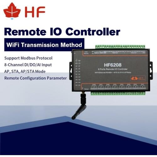 HF6208 Industrial 8 DI 8 DO 8 Way IO Controller WIFI Ethernet RS485 8CH Remote Relay Ethernet Remote Controller