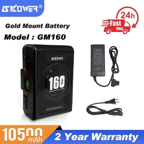 Skower 14.8V 155Wh Gold Mount Battery With D-Tap & USB 5V Output For DSLR Camera Camcorder Broadcast LED Video Light 10500mAh