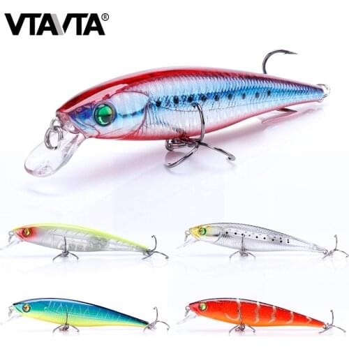 VTAVTA 15g 10cm Floating Black Minnow Wobblers Fishing Lure Hard Holographic Artificial Bait For Pike Carp Fishing Crankbait