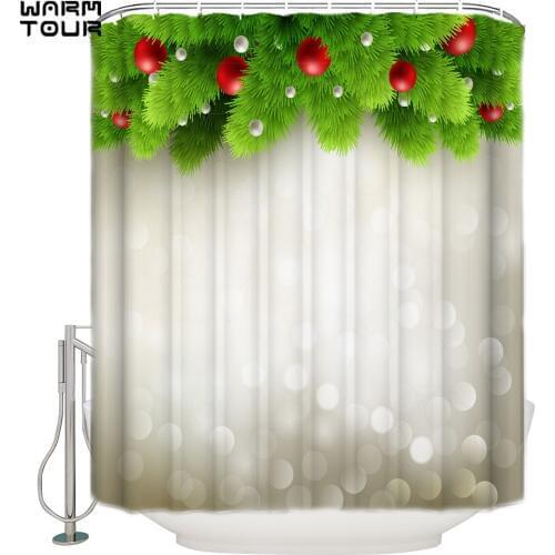 WARMTOUR Shower Curtain Christmas Tree Decoration Extra Long Fabric Bath Shower Curtains Bathroom Decor with Hooks