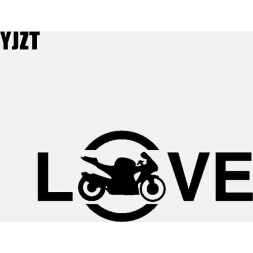 YJZT 14.4CM*6.2CM Love Motorcycle Car Sticker Vinyl Decal Fuel Racing Black/Silver C3-0770