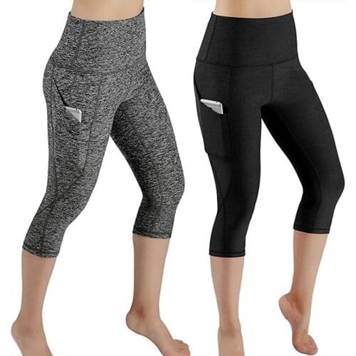 3/4 Yoga Pants women Calf-length Pants Capri Pant Sport leggings Women Fitness Yoga Gym High Waist Leggins Black Drop Shipping