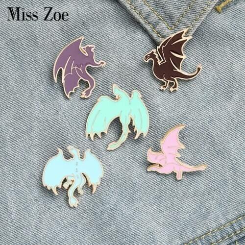 Pterosauria Enamel Pins Custom Dinosaur Brooches Bag Clothes Lapel Pin Beast Badge Wild Animal Jewelry Gift for Kids Friends