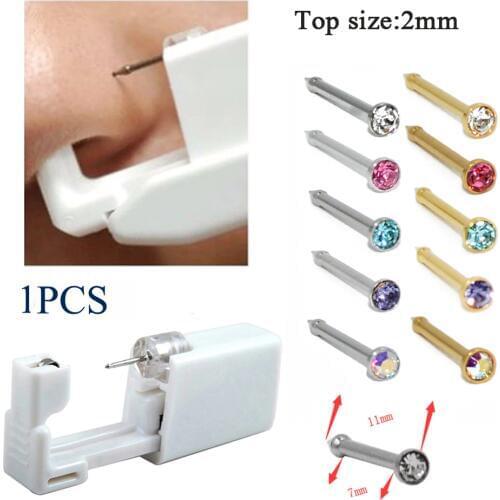 1PC 316L Surgical Steel Disposable Sterilized Nose Ring Nose Piercing Tool Gun Unit Nose Stud Piercing Body Puncture Jewelry 20G