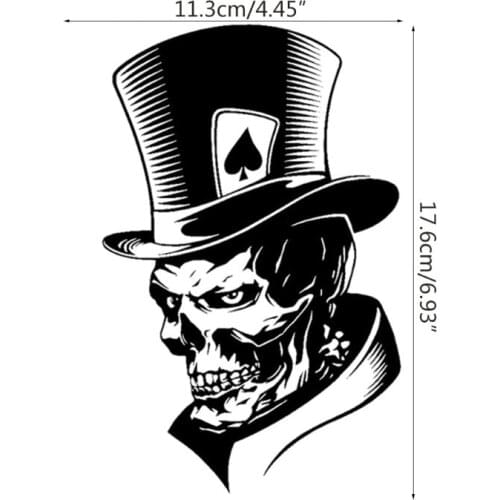 11.3x17.6CM Lovely Joker Skeleton Skull Playing Cards Poker Hat Car Sticker U2JA