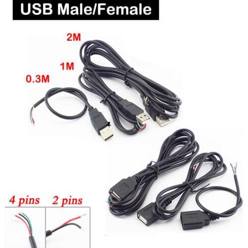 5V Micro USB 2.0 Female/Male Jack Plug Power Supply Cable 2 Pin 4 Pin Wire Charger Transport Data Cord Extension Connector DIY