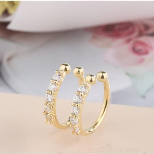 2021 New Hot Rhinestone Ear Cuff For Women Charming Zircon Clip On Earrings Gold Color Without Piercing Earrings Jewelry Gifts