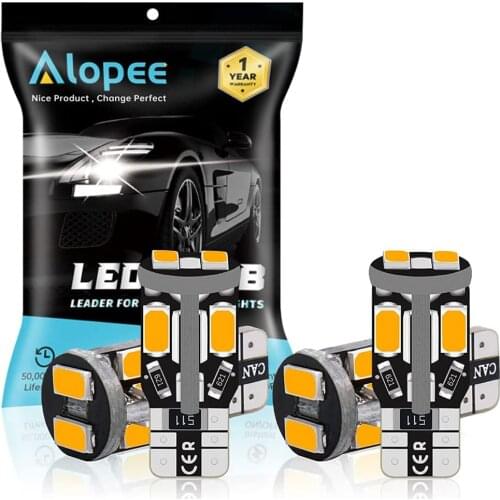 4Pack T10 194 168 W5W 2825 Canbus 5730 10 SMD LED Light 12V Car Map Dome Courtesy License Plate Side Marker Light Amber / Yellow